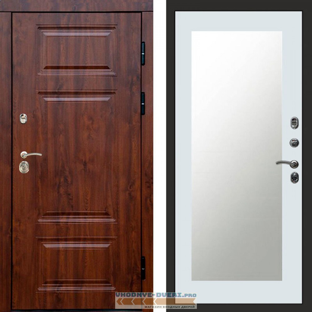 Входная дверь Премиум дуб Зеркало триумф белый софт