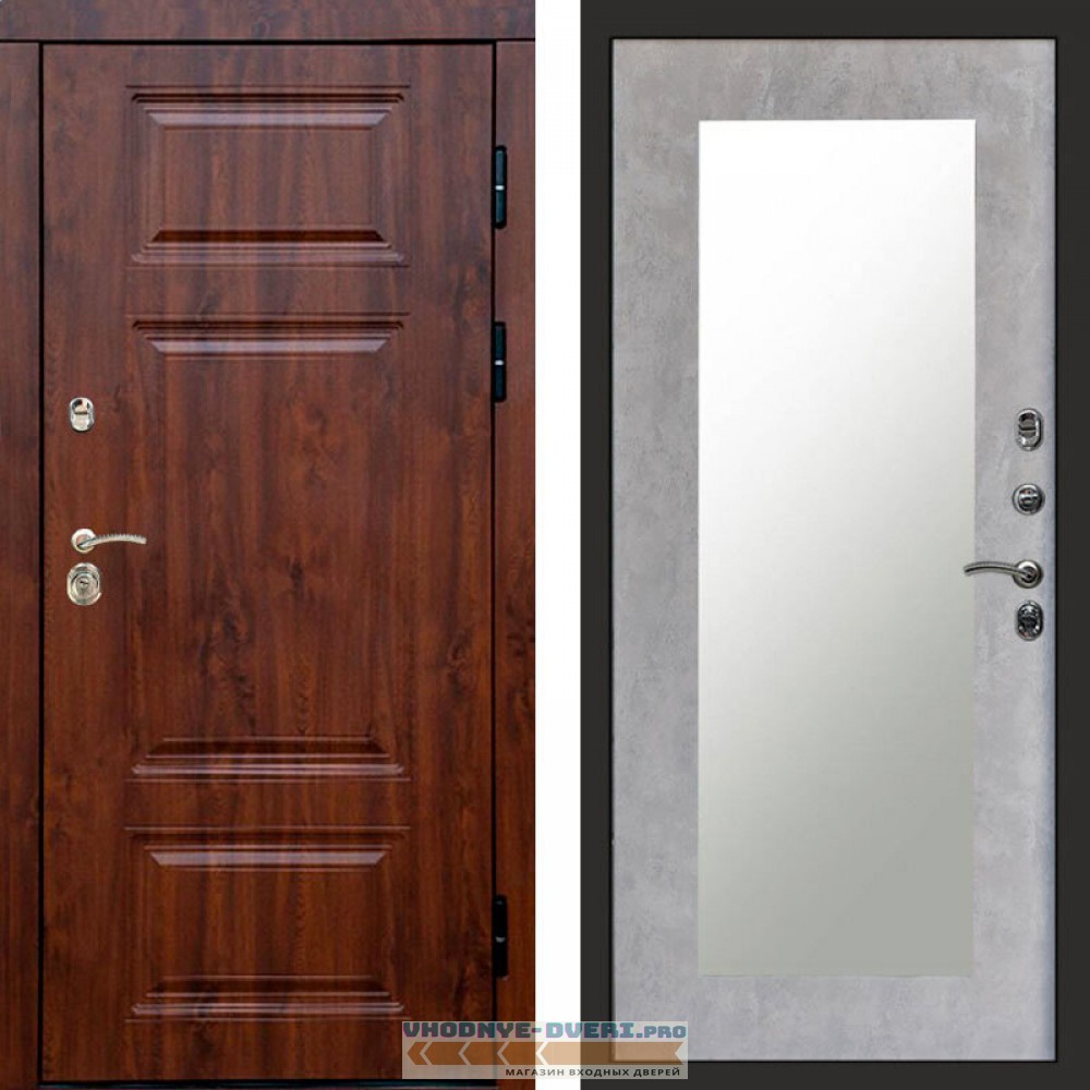 Входная дверь Премиум дуб Зеркало триумф бетон светлый