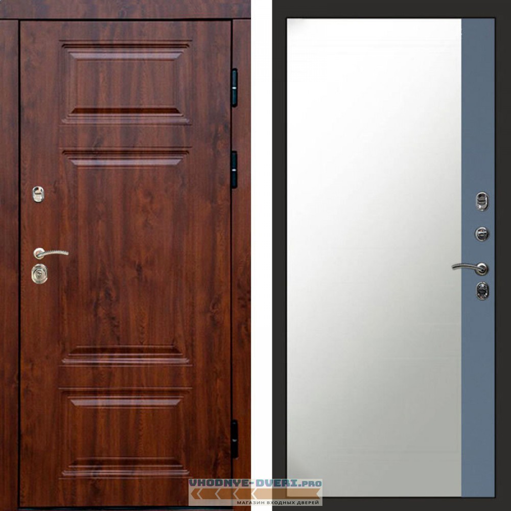 Входная дверь Премиум дуб Зеркало фацет grey софт