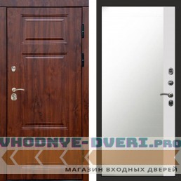 Входная дверь Премиум дуб Зеркало фацет белый софт