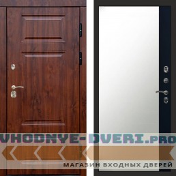 Входная дверь Премиум дуб Зеркало фацет черный кварц