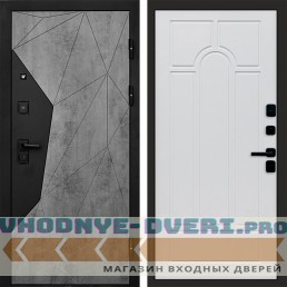 Входная дверь Авангард Бетон Арка белое дерево