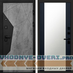 Дверь Termo Door Авангард Бетон Зеркало фацет Черный кварц
