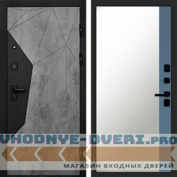 Входная дверь Авангард Бетон Зеркало фацет Grey софт