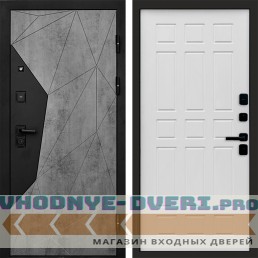 Входная дверь Авангард Бетон Спарта белое дерево