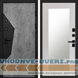 Входная дверь Авангард Бетон Зеркало Триумф лиственница белая