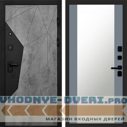 Входная дверь Авангард Бетон Зеркало 27 Grey Софт