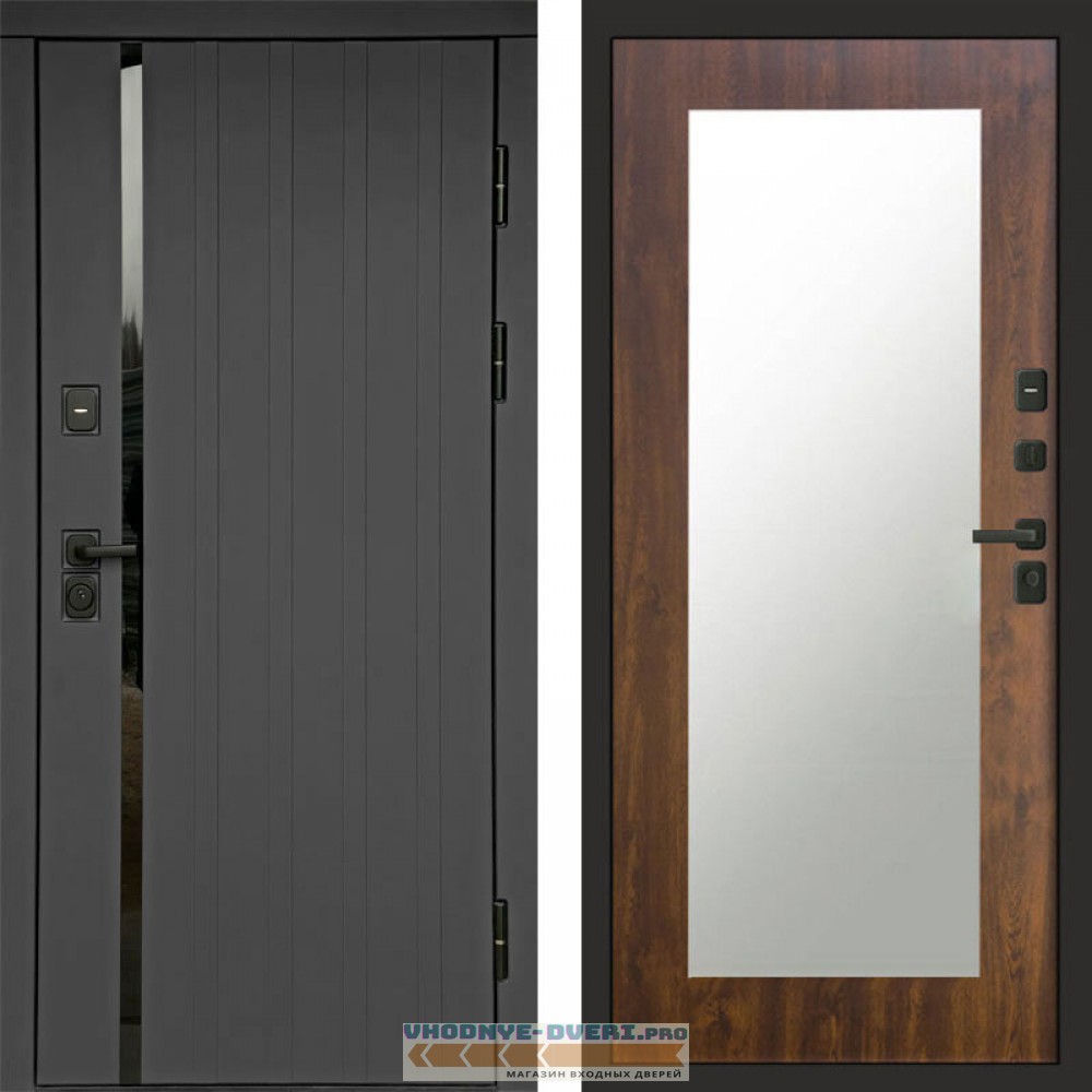 Входная дверь Роял графит Зеркало триумф дуб
