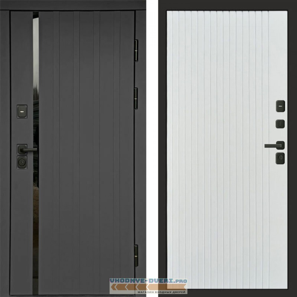 Входная дверь Роял графит Flat белый софт