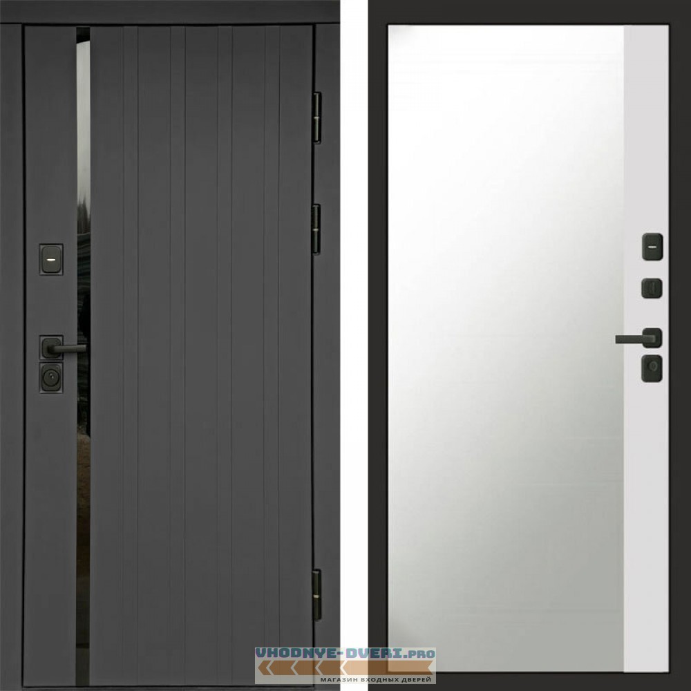 Входная дверь Роял графит Зеркало фацет белый софт