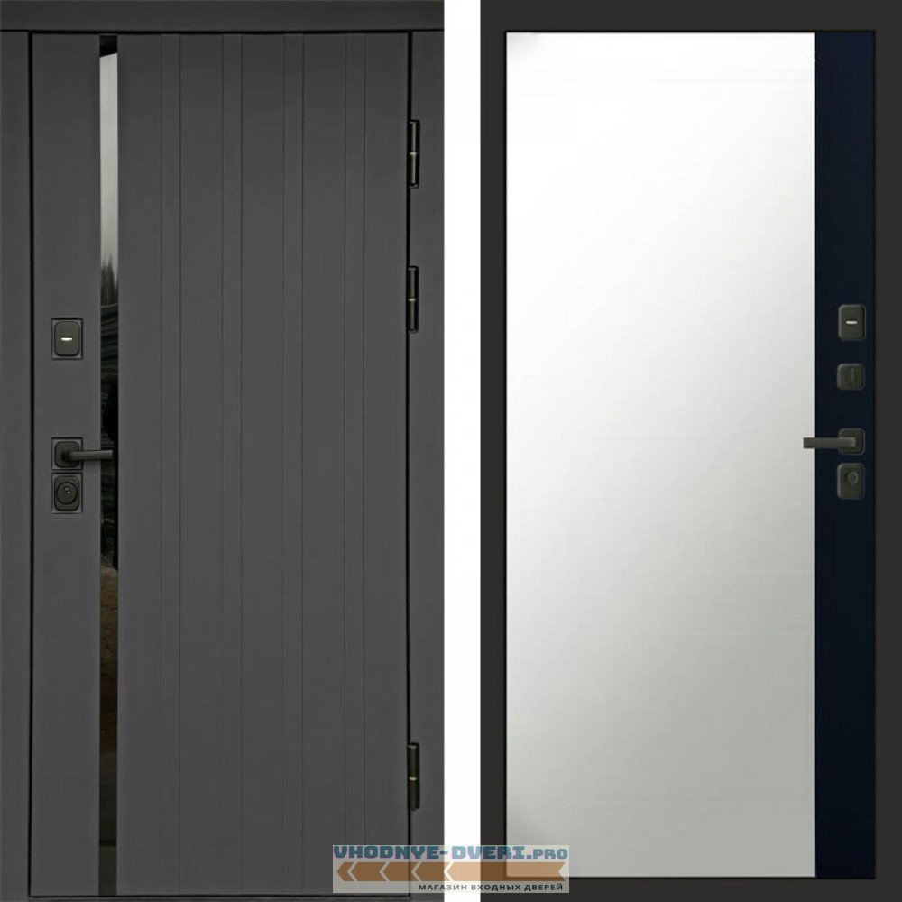 Входная дверь Роял графит Зеркало фацет черный кварц