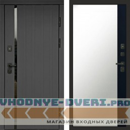 Входная дверь Роял графит Зеркало фацет черный кварц