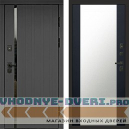 Входная дверь Роял графит Зеркало черный кварц+тонировка