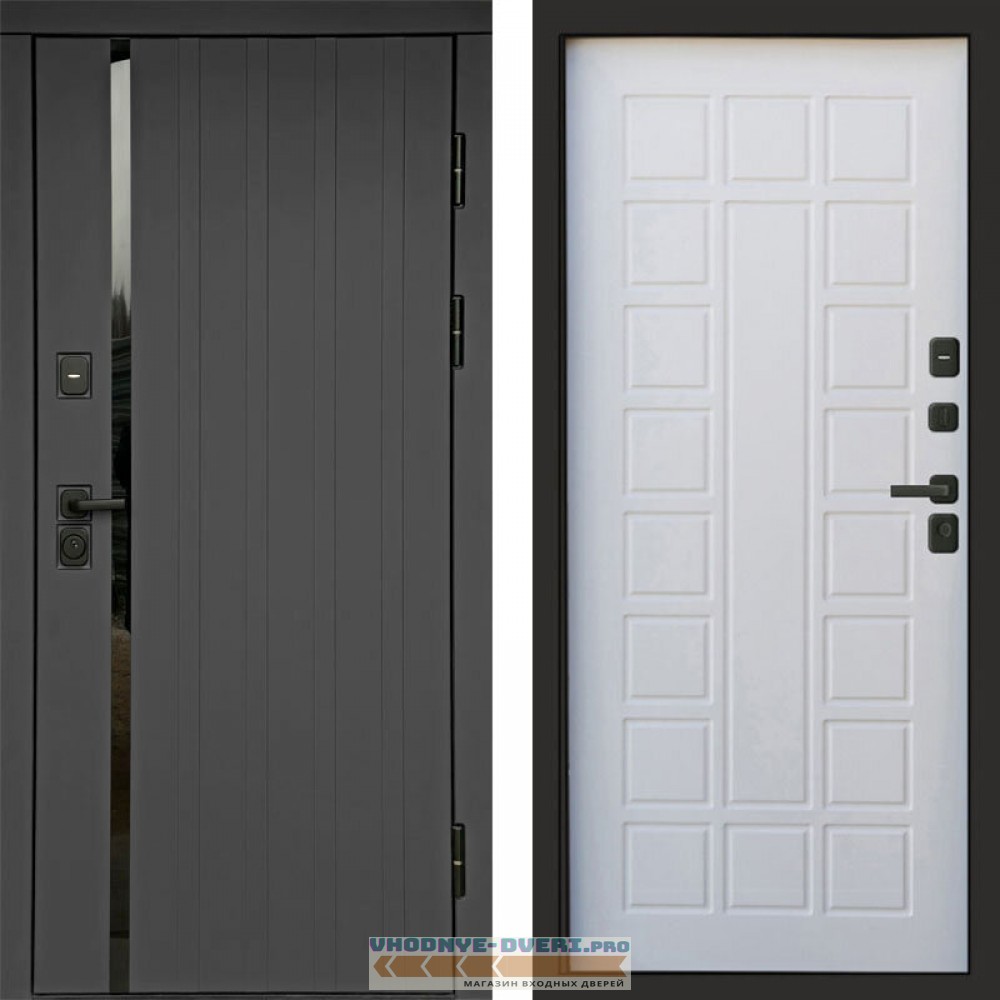 Входная дверь Роял графит Престиж белое дерево