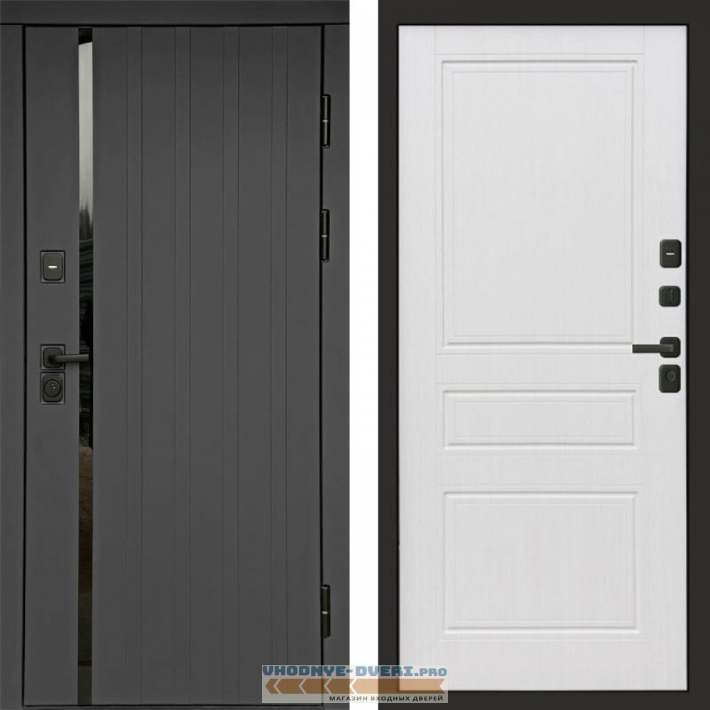 Входная дверь Роял графит Классика белое дерево