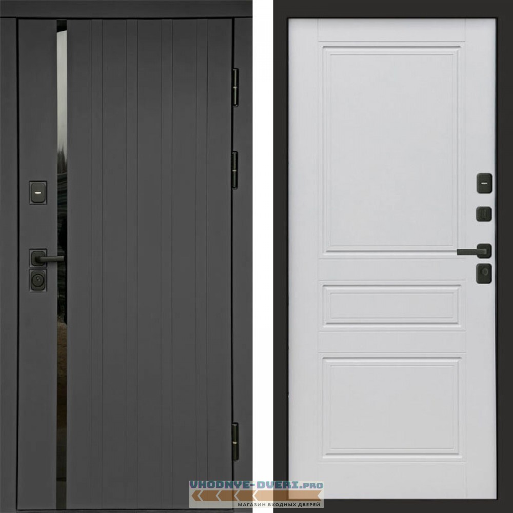 Входная дверь Роял графит Классика белый матовый