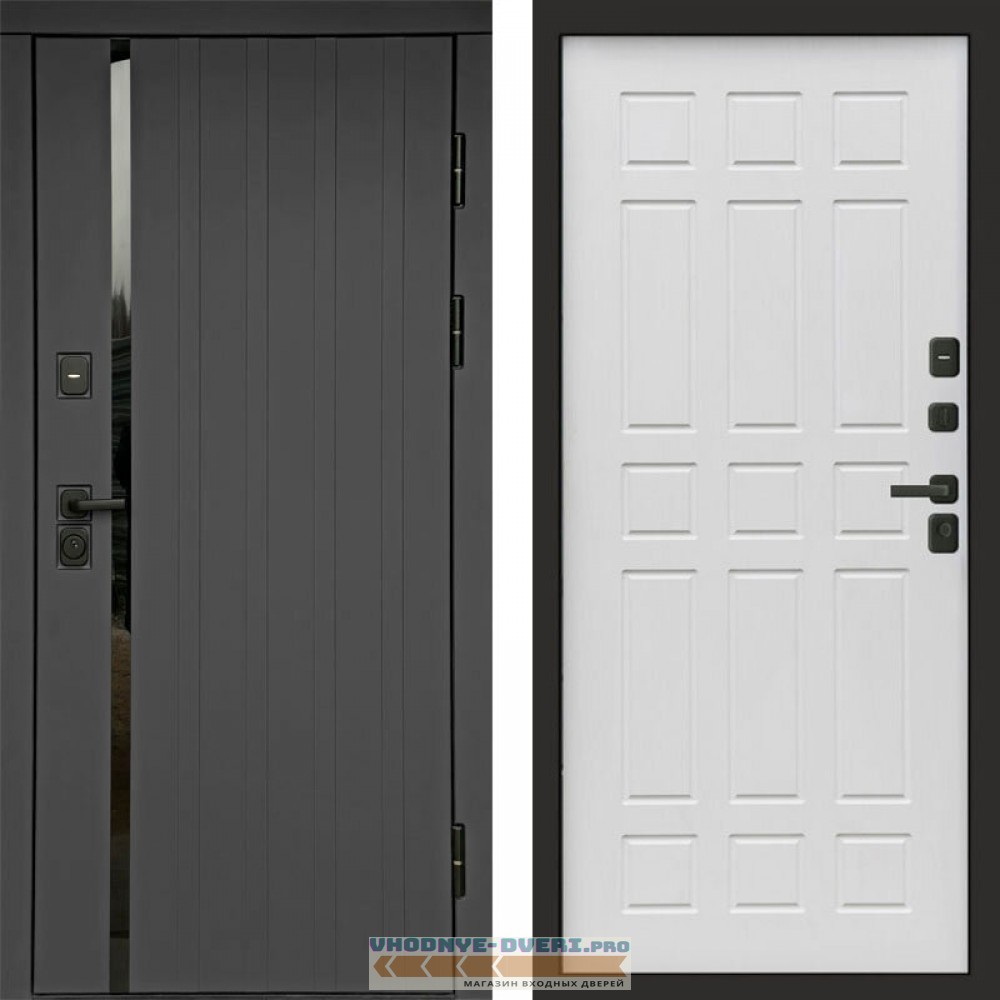 Входная дверь Роял графит Спарта белое дерево