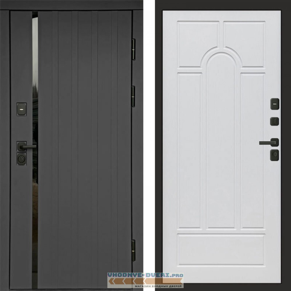 Входная дверь Роял графит Арка белое дерево
