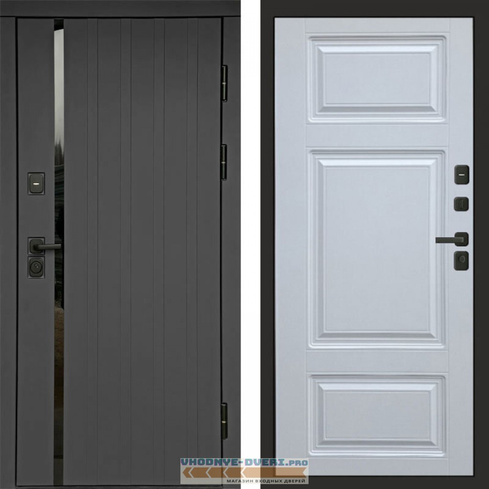 Входная дверь Роял графит Лион белый софт