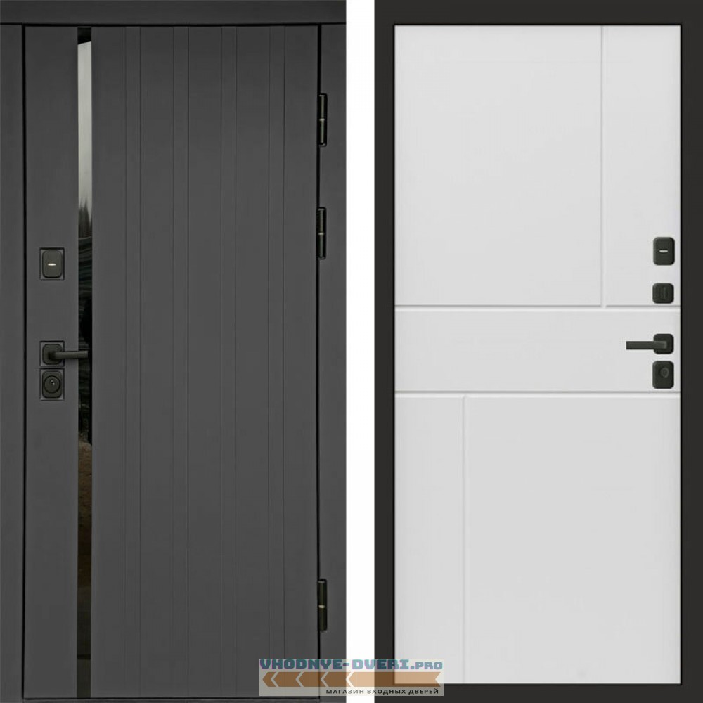 Входная дверь Роял графит Горизонт белый
