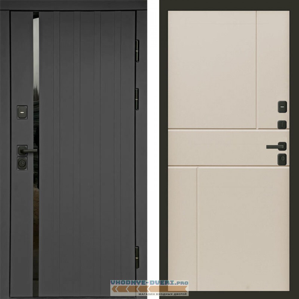 Входная дверь Роял графит Горизонт слоновая кость