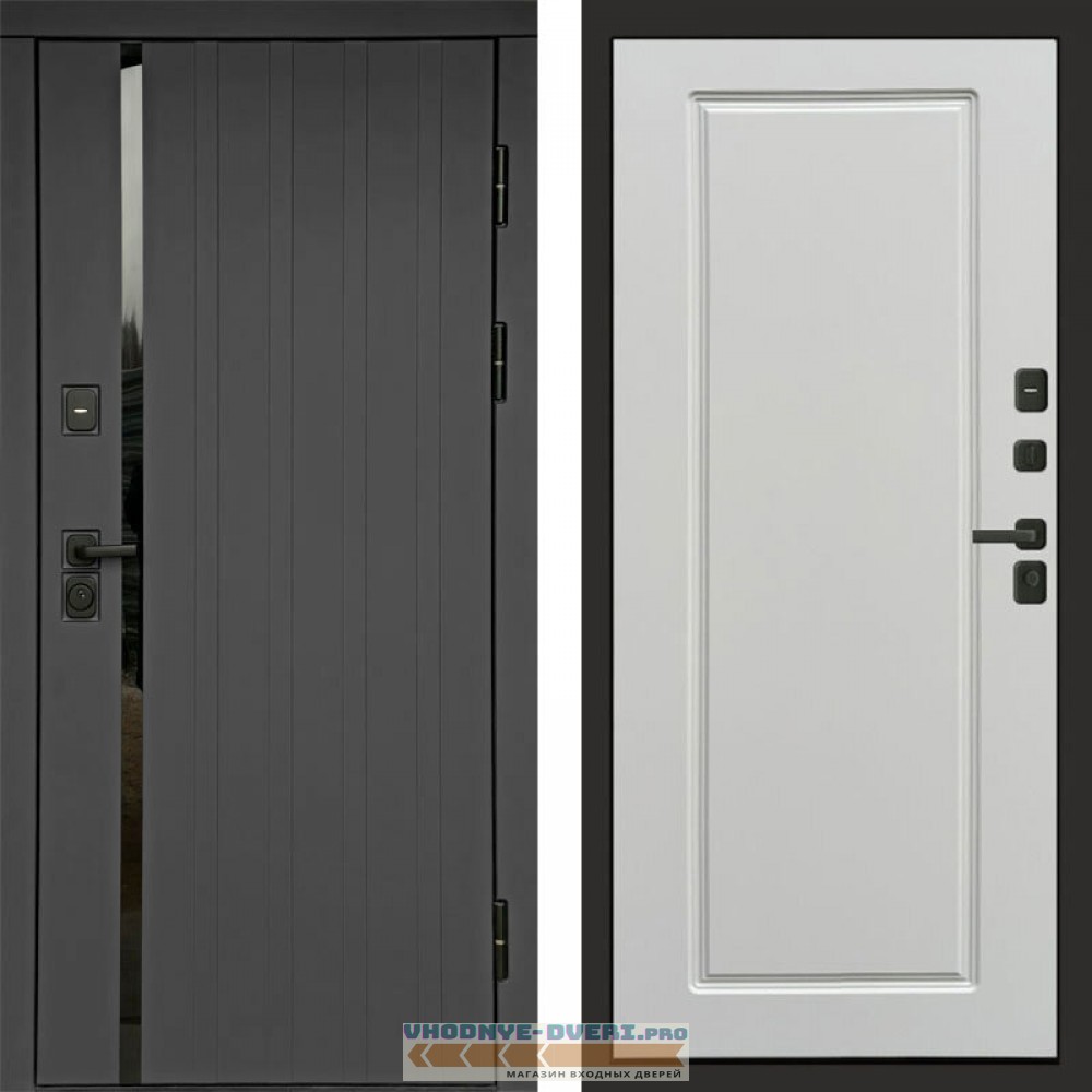 Входная дверь Роял графит Гранд белый софт