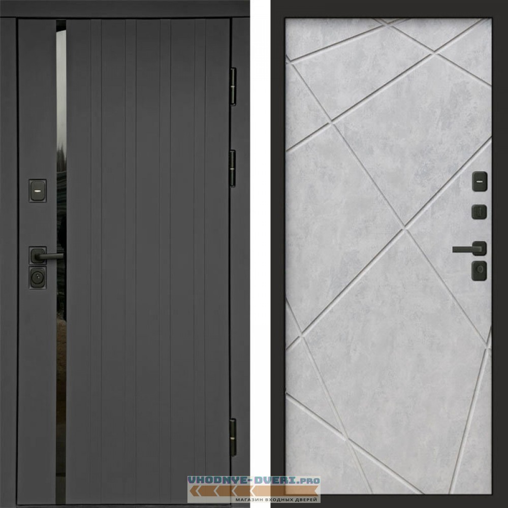 Входная дверь Роял графит Лучи бетон светлый