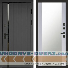 Входная дверь Роял графит Зеркало белый софт