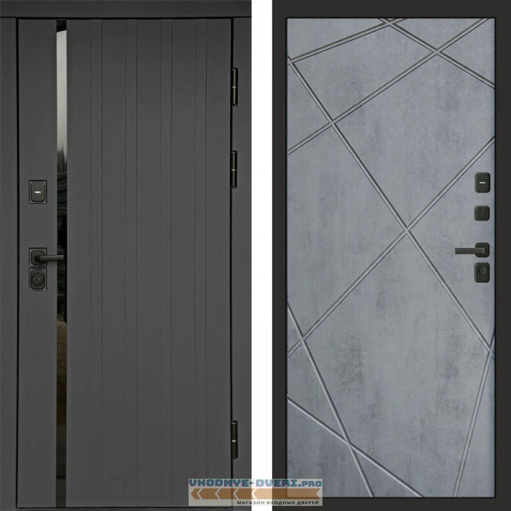 Входная дверь Роял графит Лучи бетон темный