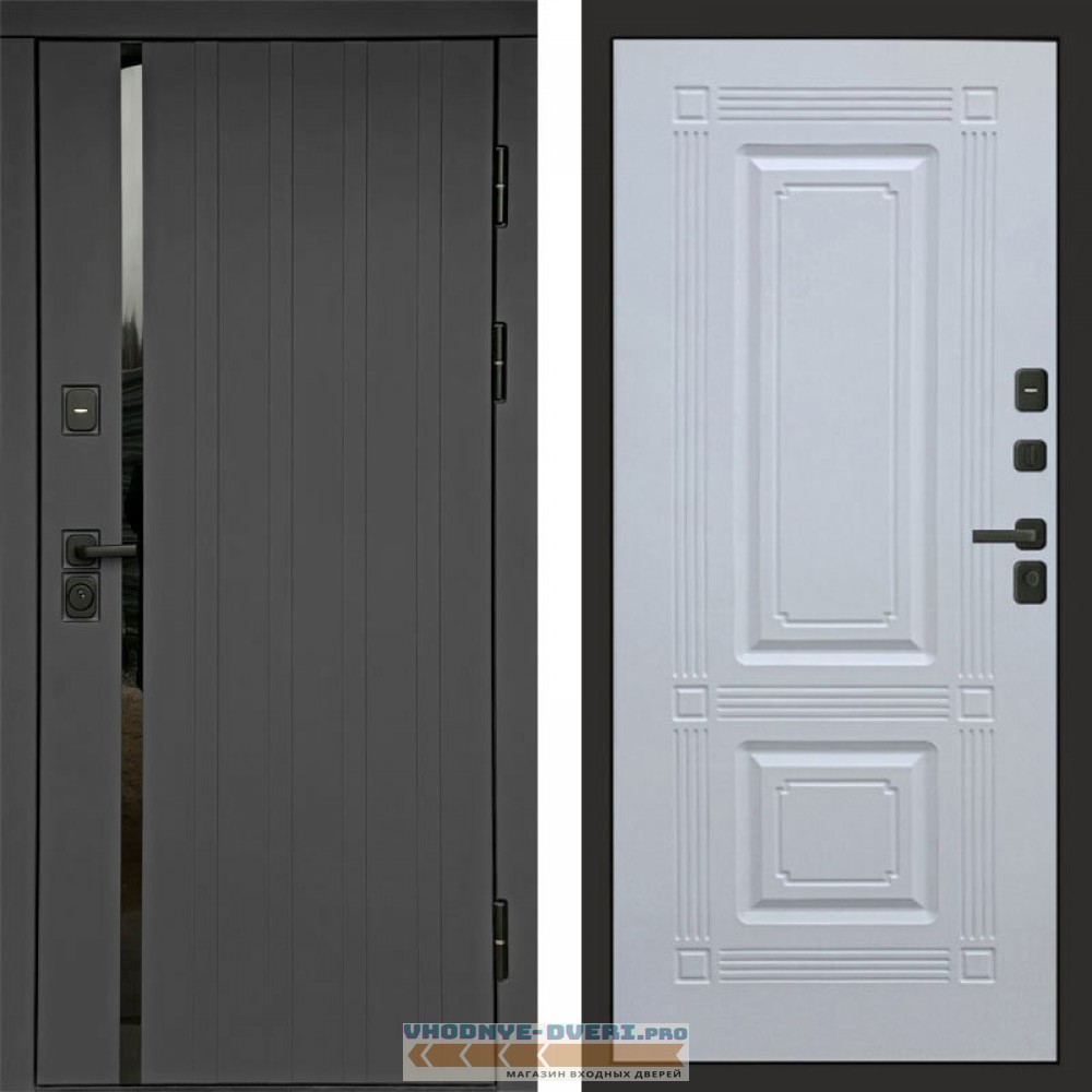 Входная дверь Роял графит Мадрид белый софт