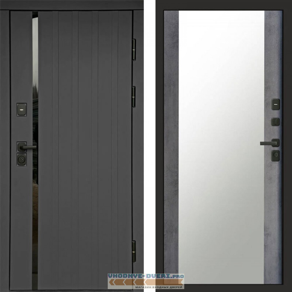 Входная дверь Роял графит Зеркало бетон темный