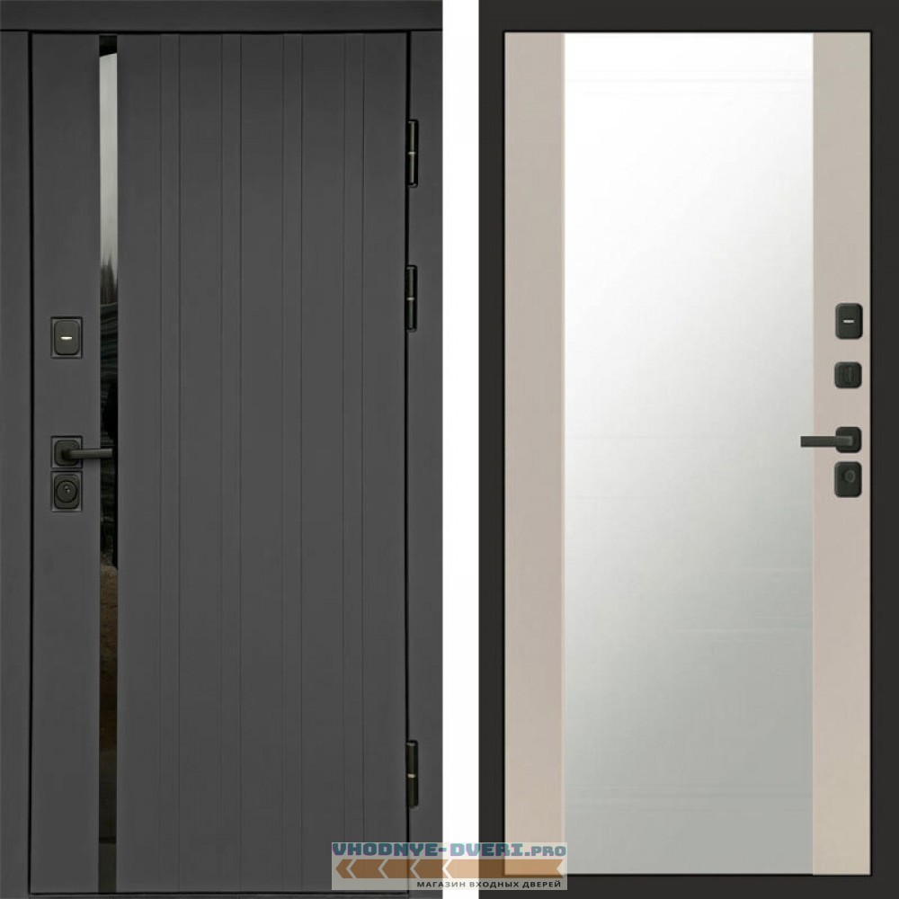 Входная дверь Роял графит Зеркало слоновая кость