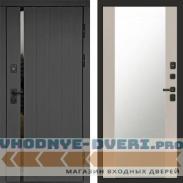 Входная дверь Роял графит Зеркало слоновая кость