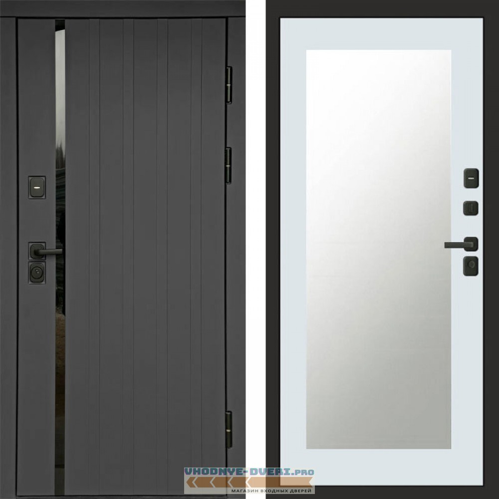 Входная дверь Роял графит Зеркало триумф белый софт