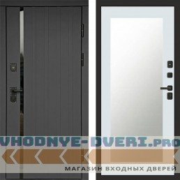 Входная дверь Роял графит Зеркало триумф белый софт