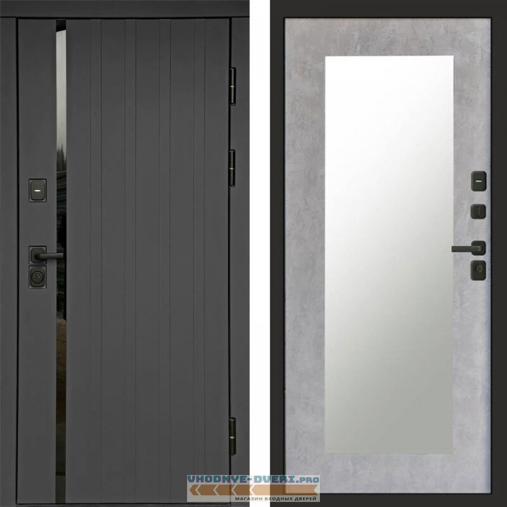 Входная дверь Роял графит Зеркало триумф бетон светлый