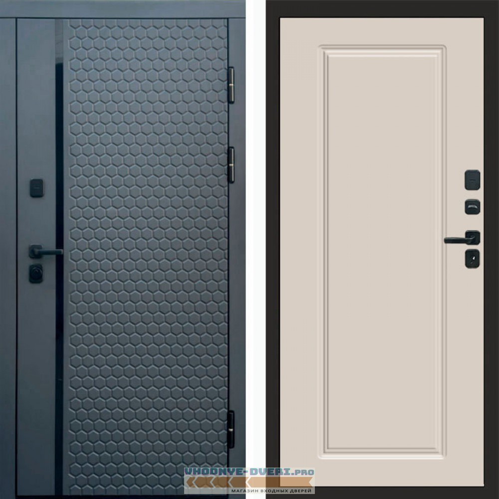 Входная дверь Simple графит Гранд слоновая кость