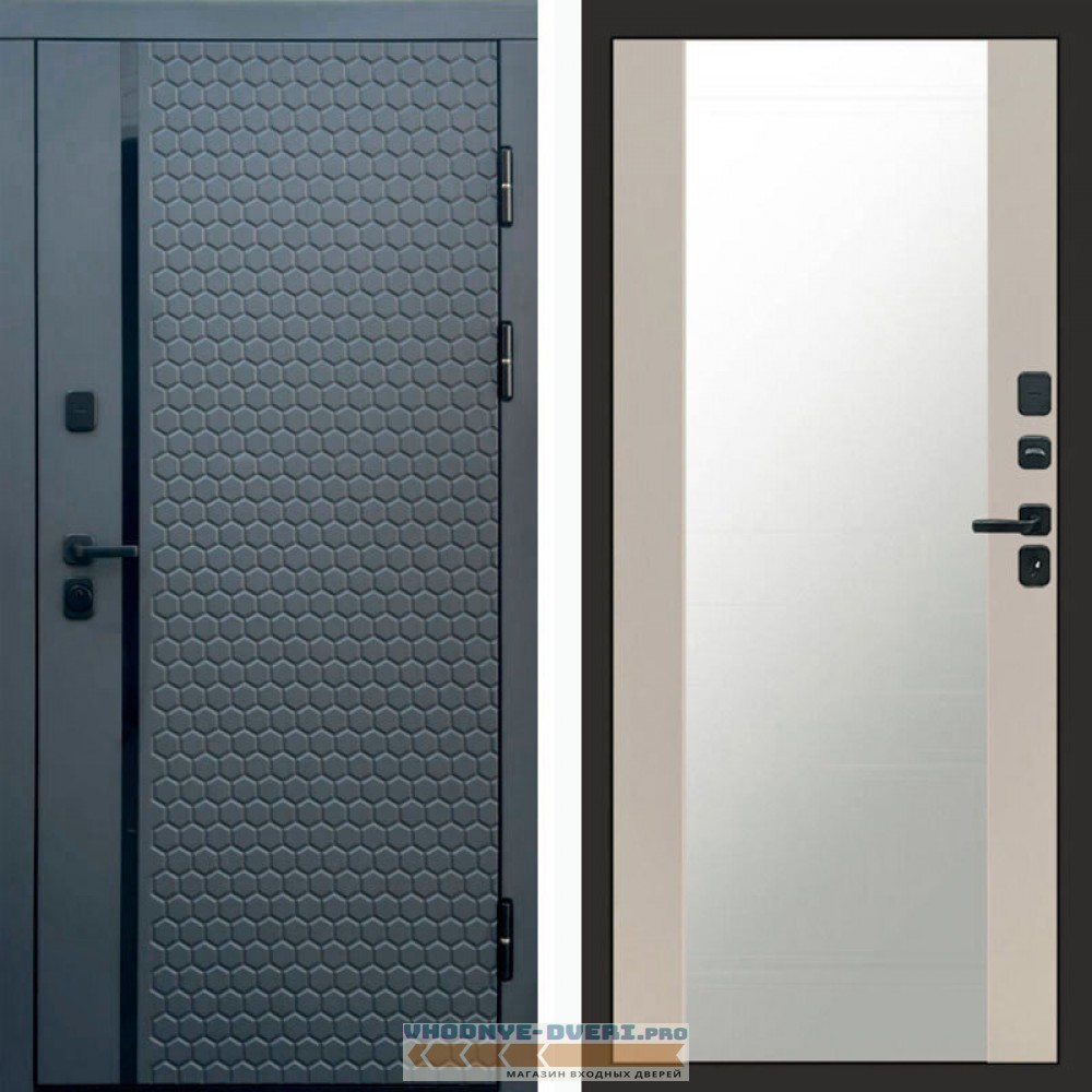 Входная дверь Simple графит Зеркало grey софт
