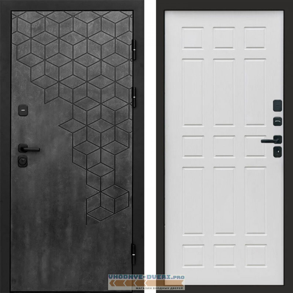 Входная дверь Спейс бетон Спарта белое дерево