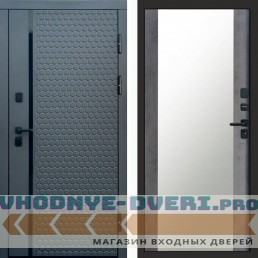 Входная дверь Simple графит Зеркало бетон темный