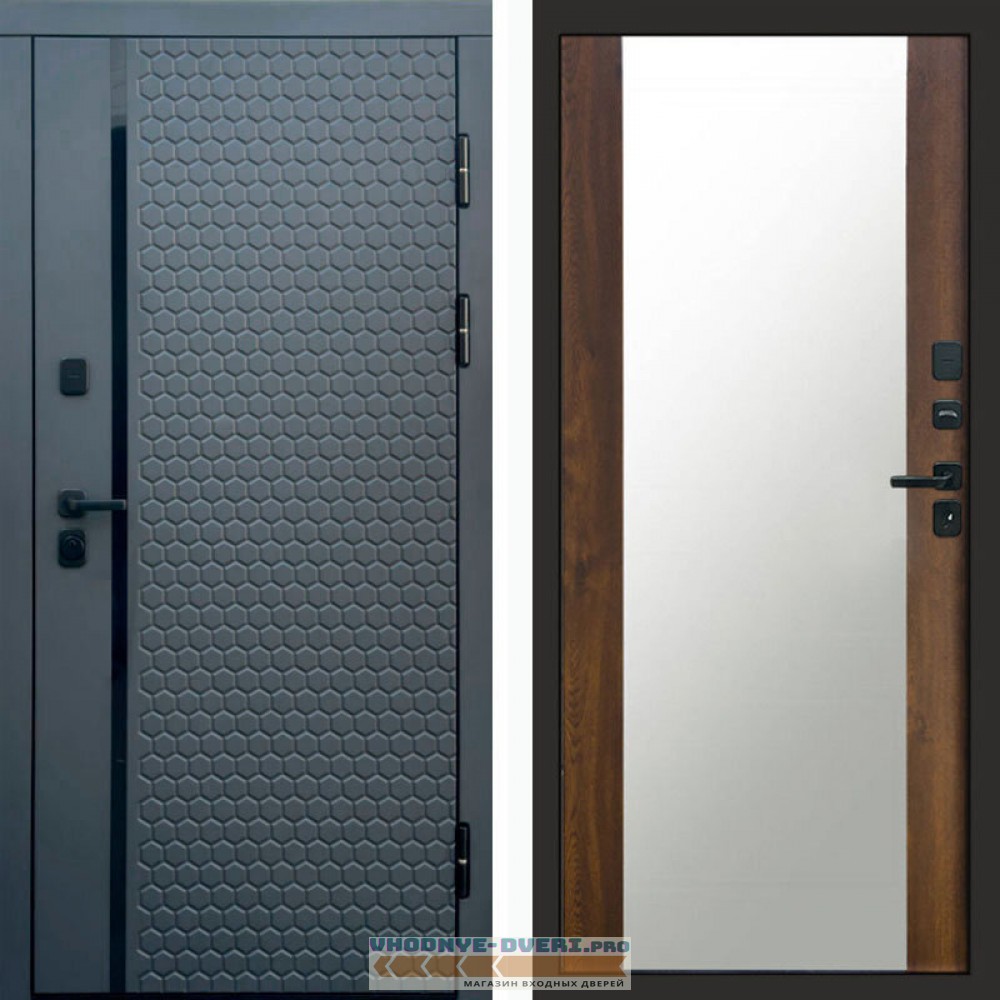 Входная дверь Simple графит Зеркало дуб