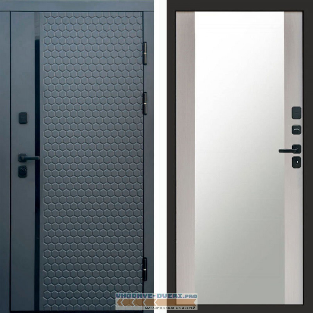 Входная дверь Simple графит Зеркало лиственница