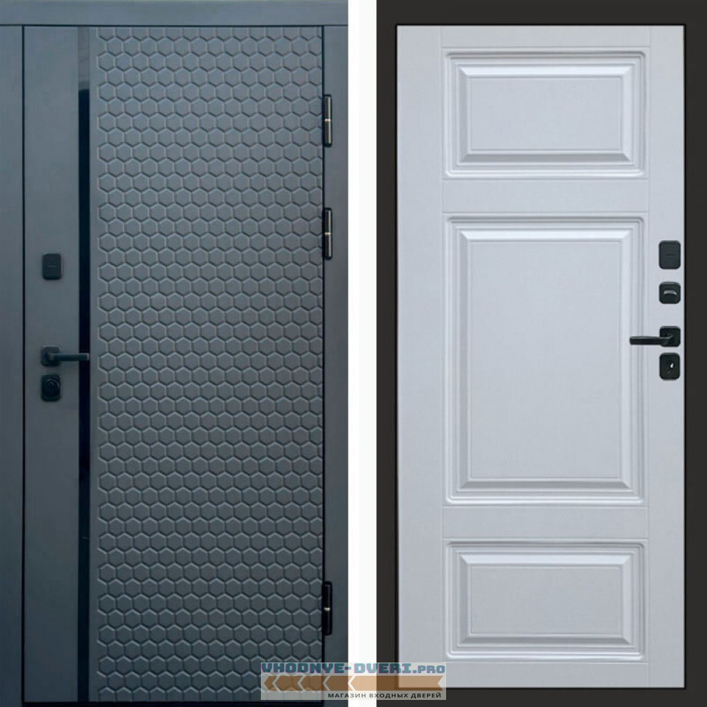 Входная дверь Simple графит Лион белый софт