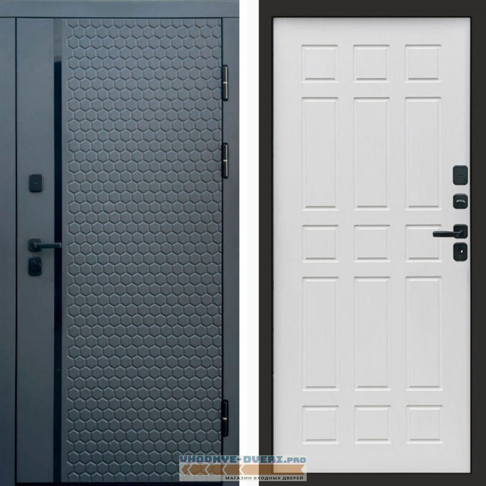 Входная дверь Simple графит Спарта белое дерево