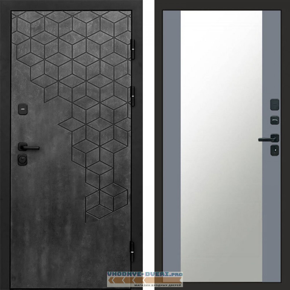Входная дверь Спейс бетон Зеркало grey софт