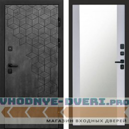 Входная дверь Спейс бетон Зеркало белый софт