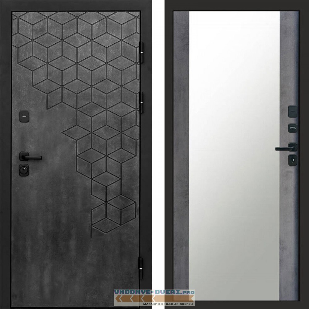 Входная дверь Спейс бетон Зеркало бетон темный