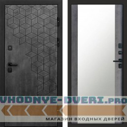 Входная дверь Спейс бетон Зеркало бетон темный