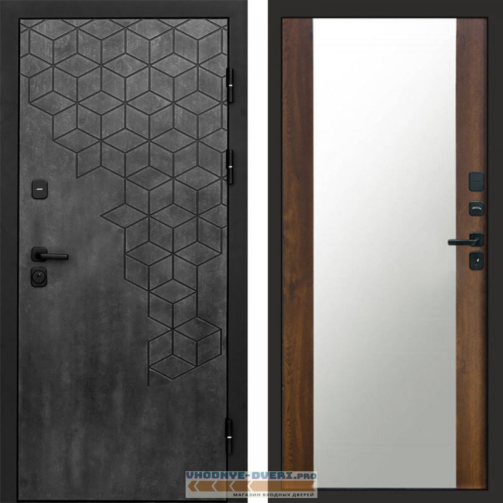 Входная дверь Спейс бетон Зеркало дуб