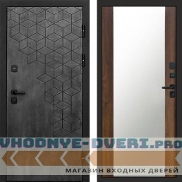 Входная дверь Спейс бетон Зеркало дуб